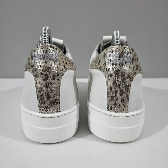 NEW P448 Thea Sneaker EU 41 White Metallic Leopard Print Leather Platform Skate - Picture 7 of 13